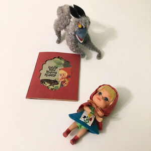 Vintage Liddle Kiddle Red Riding Hiddle Hood Storybook Doll Book Wolf Incomplete
